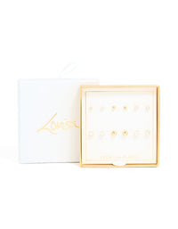 Gold Plated Cubic Zirconia & Ball Stud Earrings 6-Pack - link has visual effect only