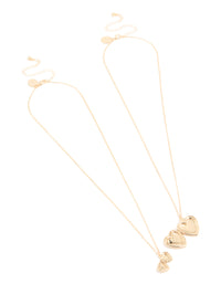 Gold Heart Locket Necklaces 2-Pack - link has visual effect only
