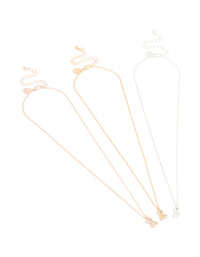 Mixed Metal Mini Teddy Bear Necklaces 3-Pack - link has visual effect only