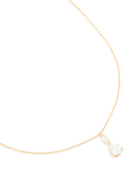 Gold Plated Cubic Zirconia Solitaire Pendant Necklace - link has visual effect only