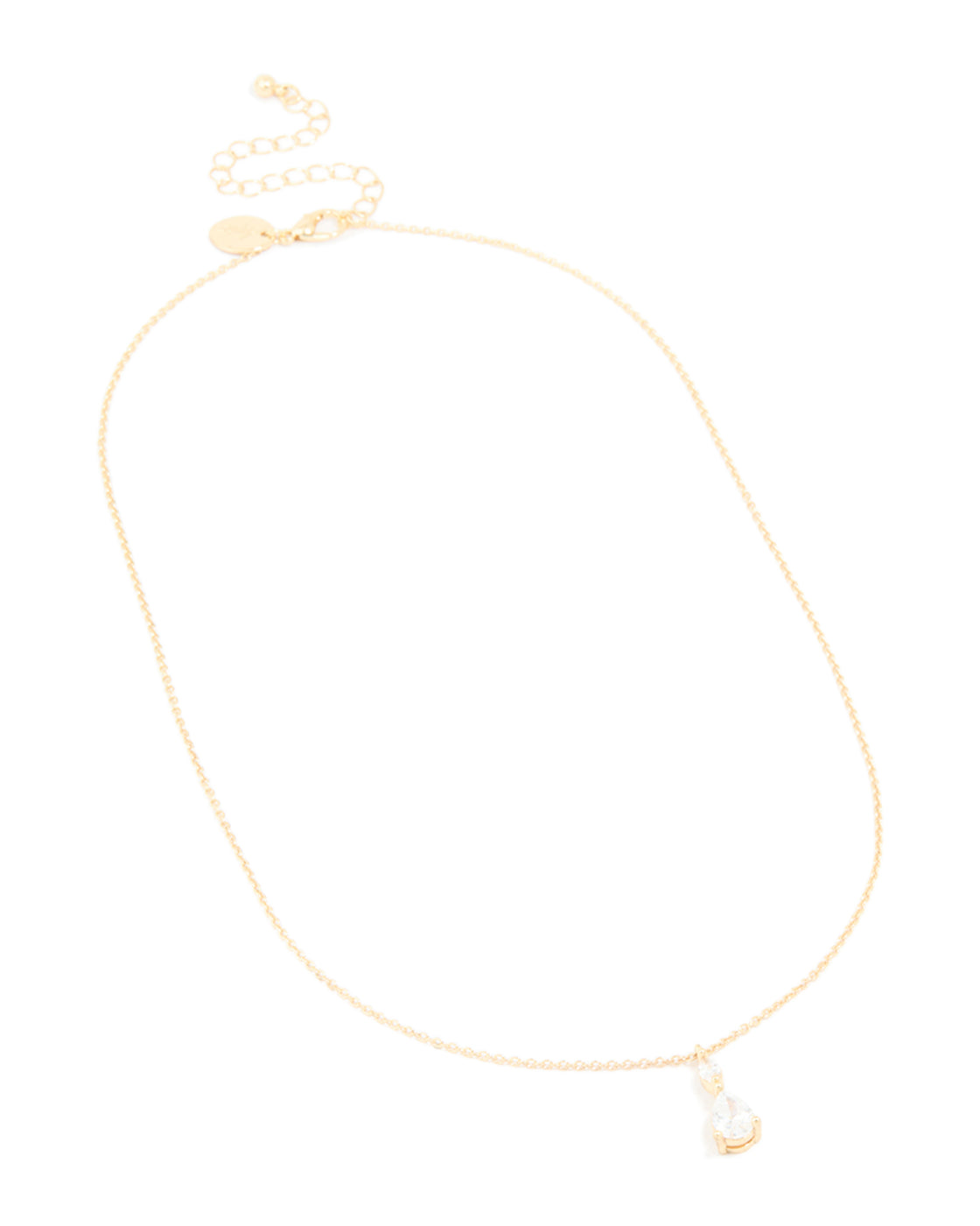 Gold Plated Cubic Zirconia Solitaire Pendant Necklace