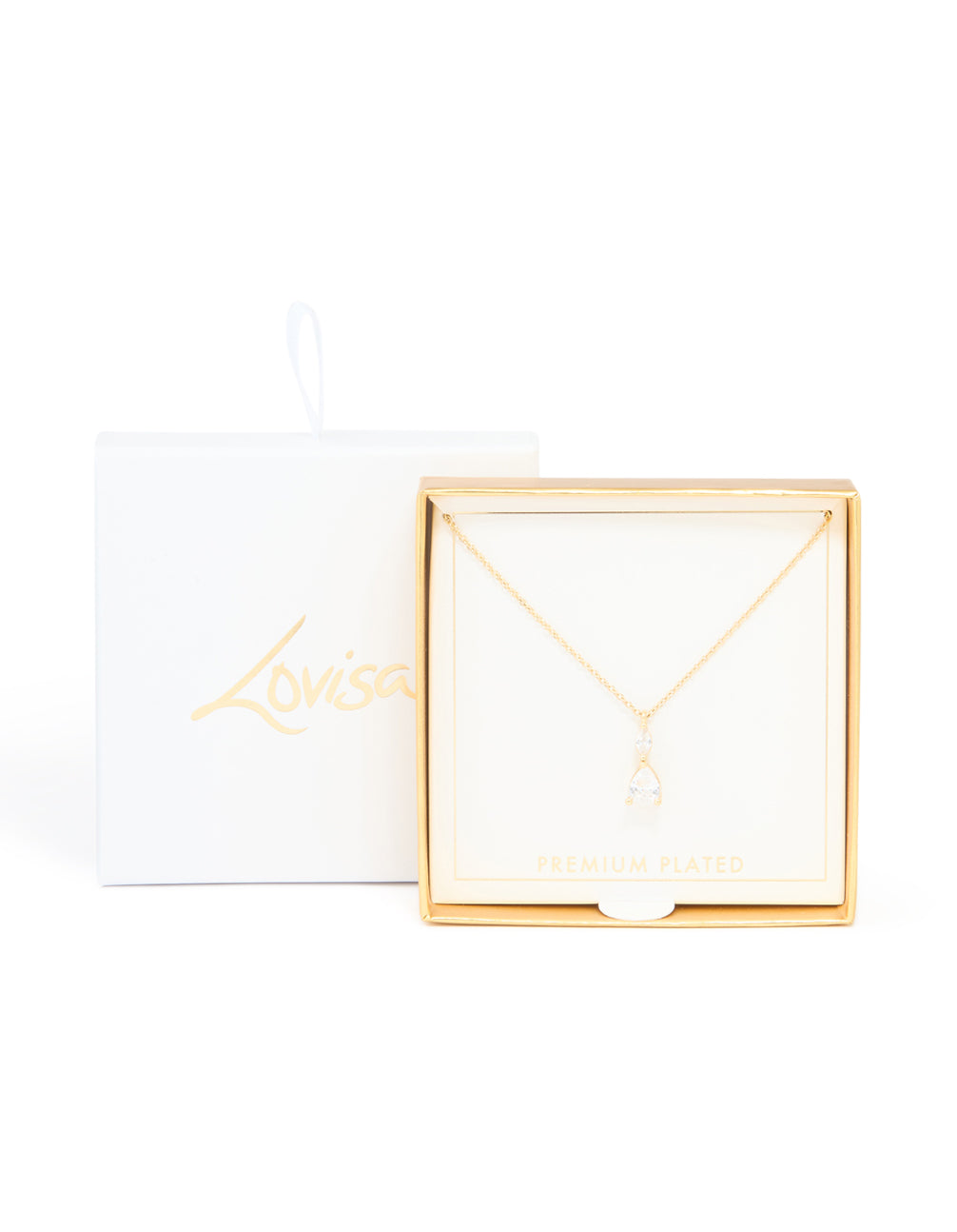 Gold Plated Cubic Zirconia Solitaire Pendant Necklace