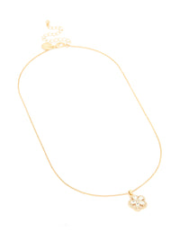 Gold Plated Diamante Flower Pendant Necklace - link has visual effect only