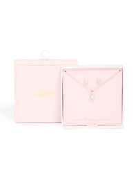 Rose Gold Diamante Solitaire Necklace & Earrings Set - link has visual effect only