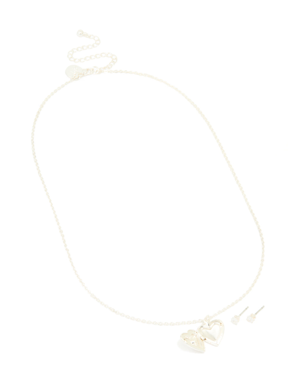 Silver Plated Heart Pendant Necklace & Earrings Set