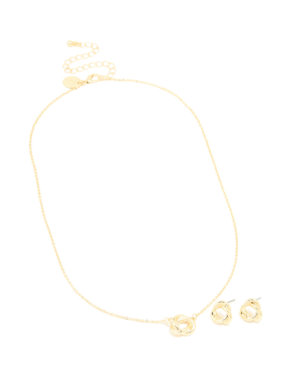 Gold Plated Knotted Necklace & Knotted Earrings Set