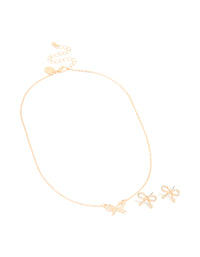 Gold Bow Necklace & Earrings Set - link has visual effect only