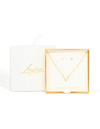Gold Plated Cubic Zirconia V Pendant Necklace & Stud Earrings Set - link has visual effect only