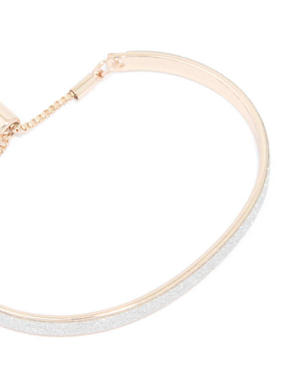 Rose Gold Glitter Toggle Bangle
