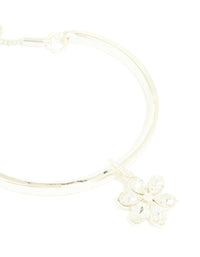Silver Plated Cubic Zirconia Flower Toggle Bangle - link has visual effect only