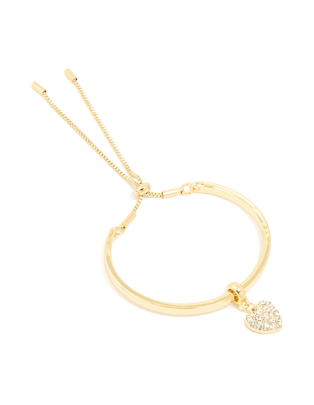 Gold Plated Cubic Zirconia Heart Toggle Bangle
