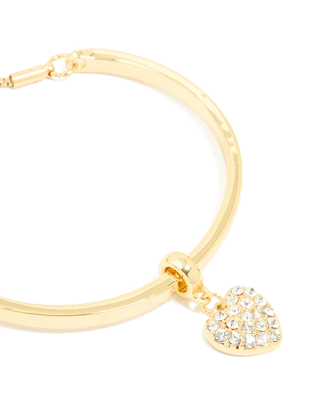 Gold Plated Cubic Zirconia Heart Toggle Bangle