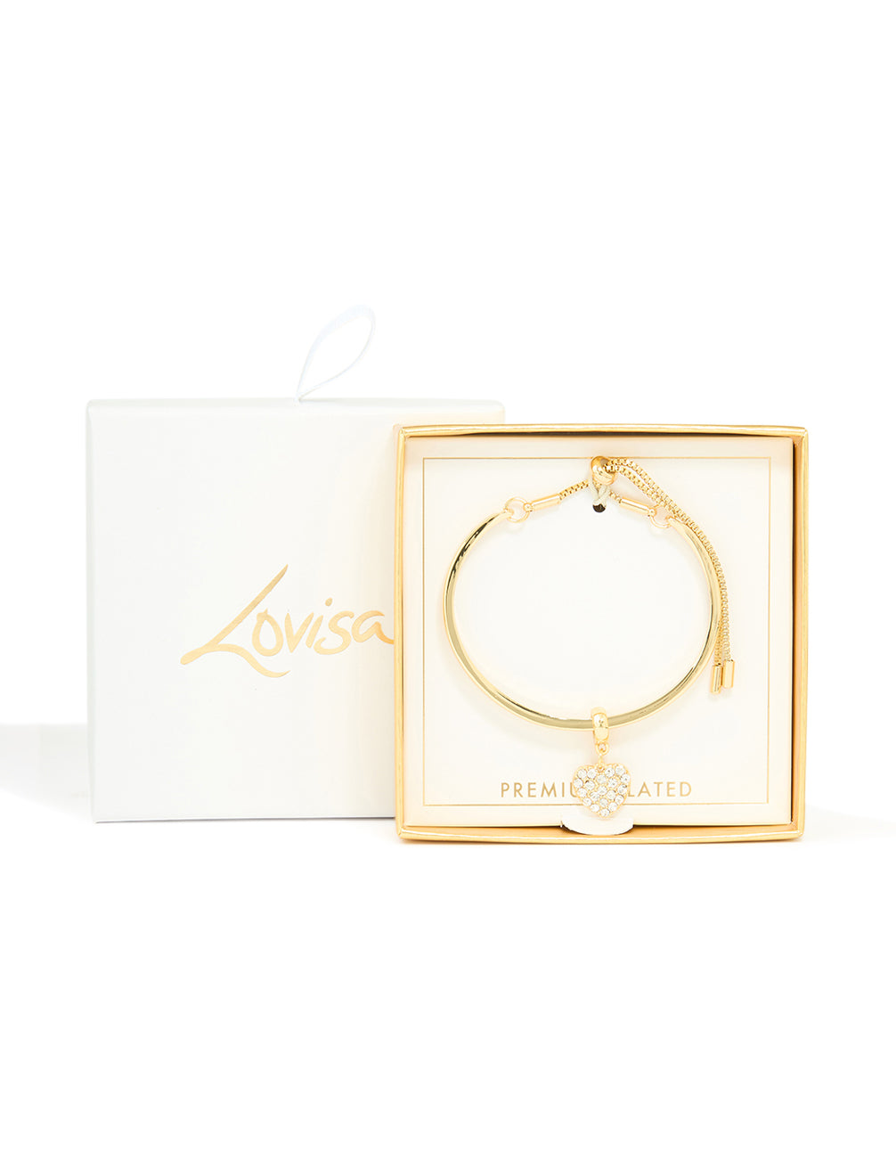 Gold Plated Cubic Zirconia Heart Toggle Bangle