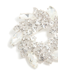 Silver Diamante Leaf Wreath Brooch - link has visual effect only