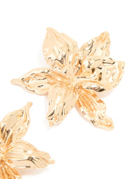 Gold Frangipani Flower Stud Earrings - link has visual effect only