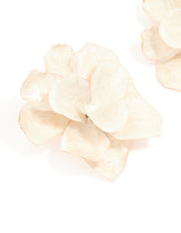 Gold White Enamel Full Flower Earrings - link has visual effect only
