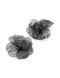 Black Coated Metal Laser Cut Full Flower Earrings - link has visual effect only