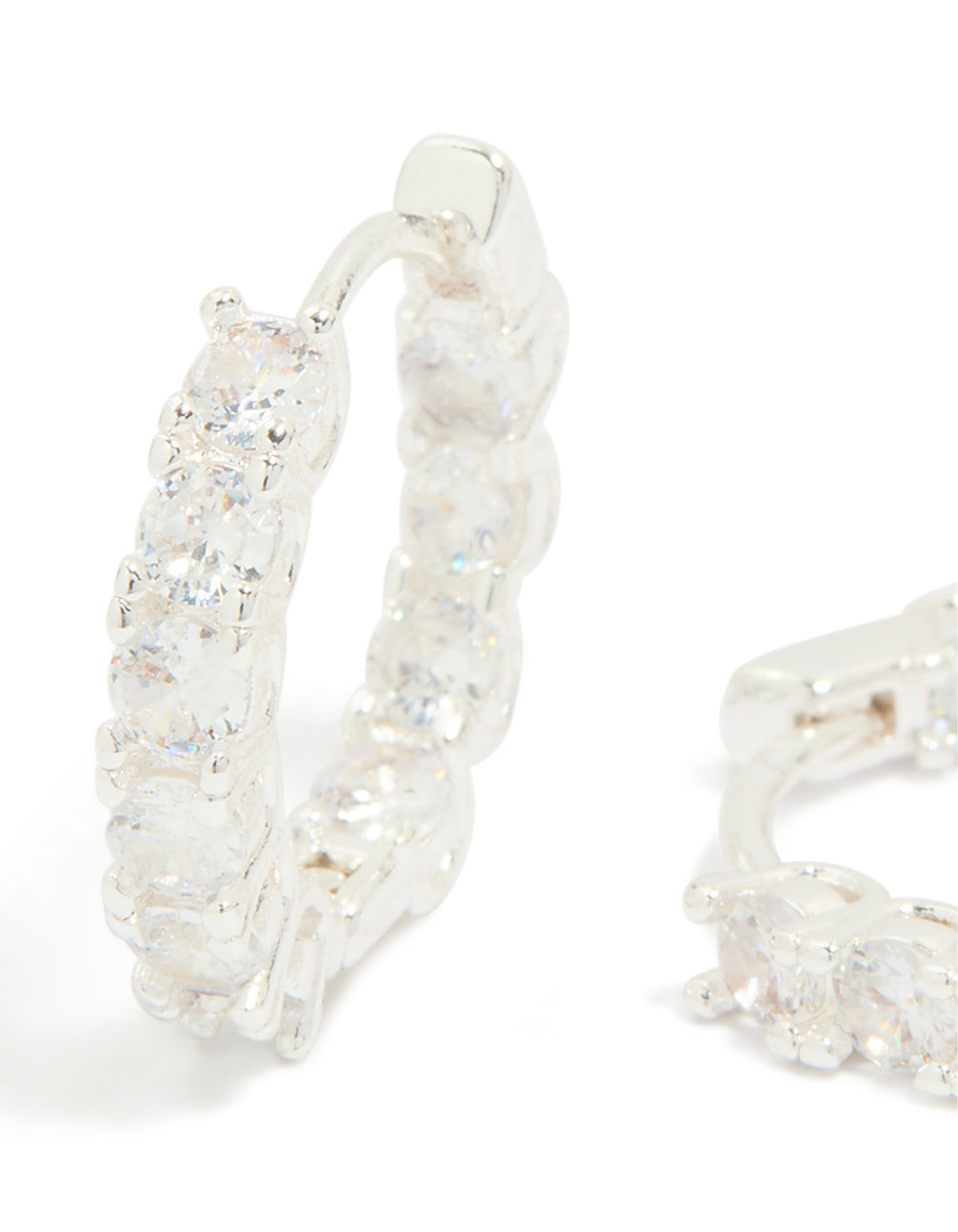 Silver Plated Cubic Zirconia Small Hoop Earrings
