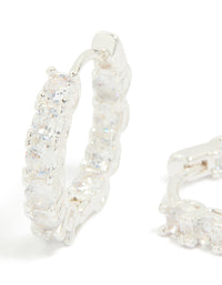 Silver Plated Cubic Zirconia Small Hoop Earrings - link has visual effect only