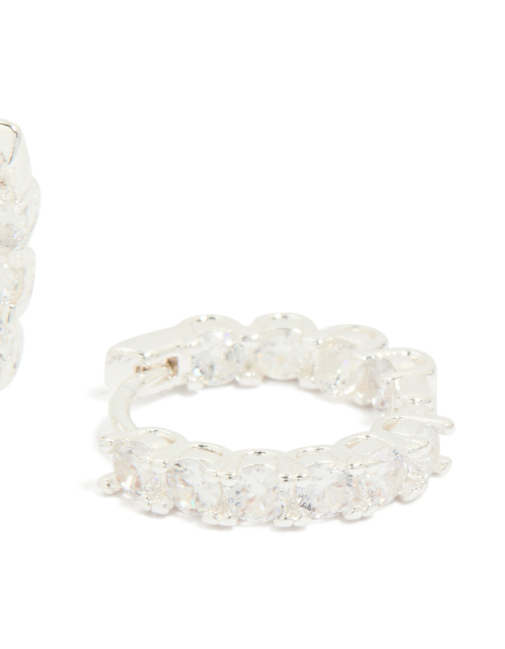 Silver Plated Cubic Zirconia Small Hoop Earrings