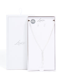 Silver Plated Cubic Zirconia Y-Necklace & Classic Earrings Set - link has visual effect only