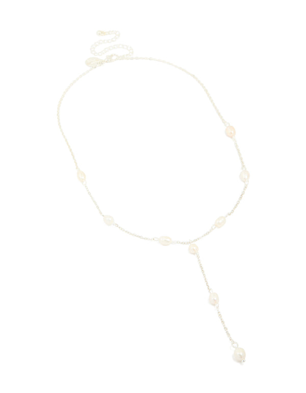 Silver Plated Freshwater Pearl Y-Necklace