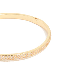 Gold Plated Half Cubic Zirconia Bangle - link has visual effect only