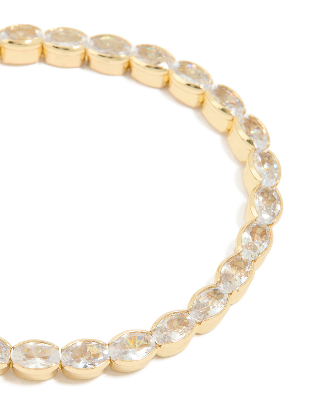 Gold Plated Cubic Zirconia Oval Chunky Tennis Bracelet