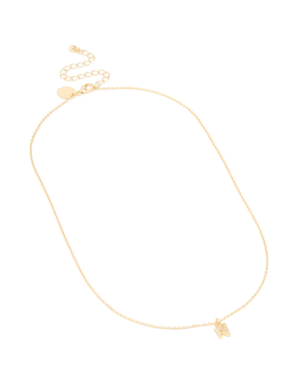Gold Plated Cubic Zirconia Letter N Necklace