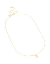 Gold Plated Brass Cubic Zirconia Letter O Necklace - link has visual effect only