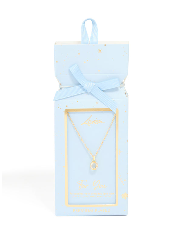 Gold Plated Brass Cubic Zirconia Letter O Necklace