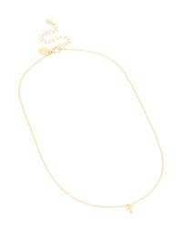 Gold Plated Brass Cubic Zirconia Letter T Necklace - link has visual effect only