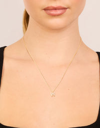 Gold Plated Cubic Zirconia Letter W Necklace - link has visual effect only