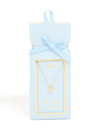 Gold Plated Cubic Zirconia Letter W Necklace - link has visual effect only