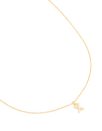 Gold Plated Brass Cubic Zirconia Letter X Pendant Necklace - link has visual effect only