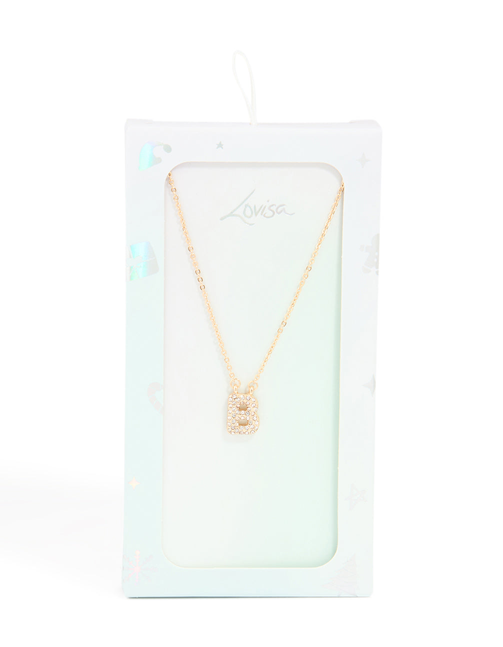 Kids Gold Cubic Zirconia Letter B Necklace