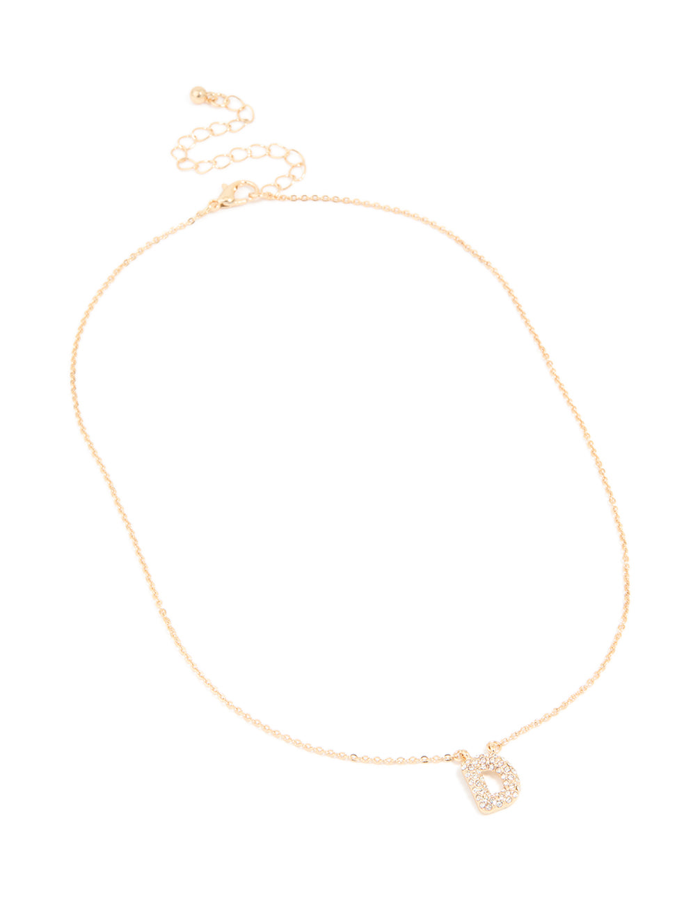 Kids Gold Cubic Zirconia Letter D Necklace