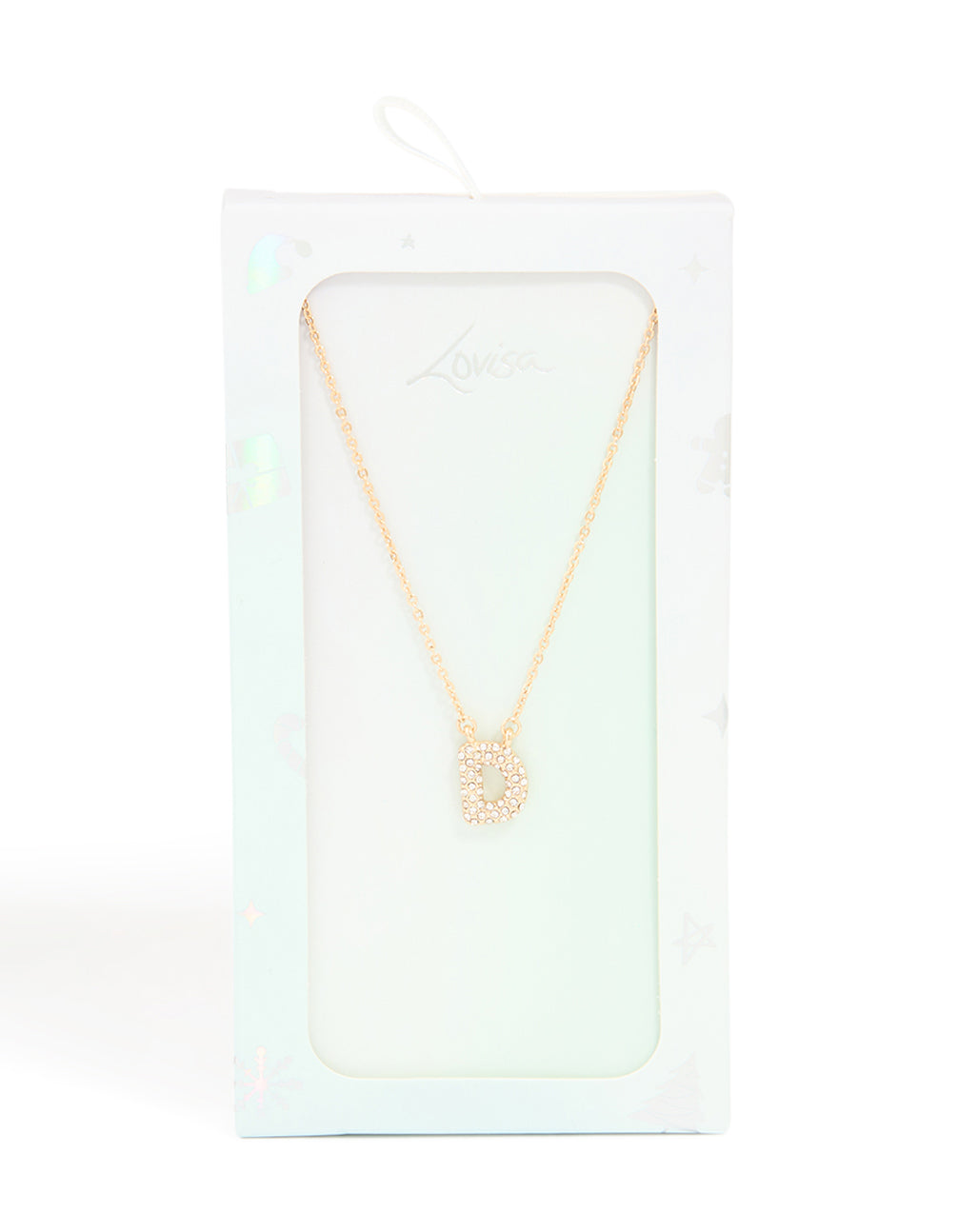 Kids Gold Cubic Zirconia Letter D Necklace