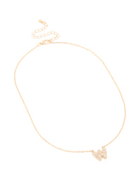 Kids Gold Cubic Zirconia Letter W Necklace - link has visual effect only