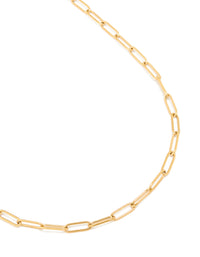 Waterproof Gold Plated Stainless Steel Open Oval Link Necklace - link has visual effect only