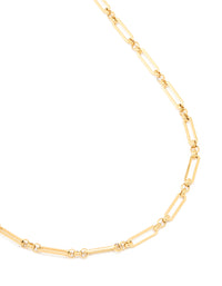 Waterproof Gold Plated Stainless Steel Open Oval Link Necklace - link has visual effect only