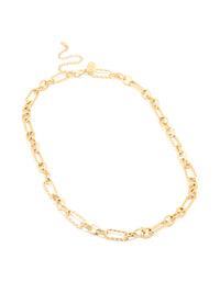 Waterproof Gold Plated Stainless Steel Multi-Link Chain Necklace - link has visual effect only