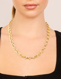 Waterproof Gold Plated Stainless Steel Interlocking Chain Necklace - link has visual effect only