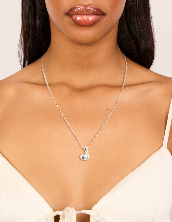 Waterproof Stainless Steel Large Bubble Letter L Necklace