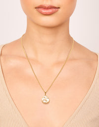 Waterproof Gold Plated Stainless Steel Sagittarius Circle  Zodiac Sign Necklace - link has visual effect only