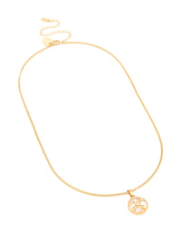Waterproof Gold Plated Stainless Steel Sagittarius Circle  Zodiac Sign Necklace - link has visual effect only