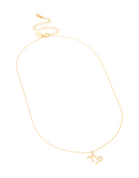 Waterproof Gold Plated Stainless Steel Cubic Zirconia Capricorn Zodiac Sign Necklace - link has visual effect only
