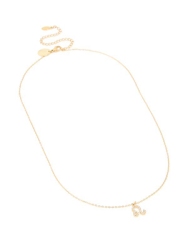 Waterproof Gold Plated Stainless Steel Cubic Zirconia Leo Zodiac Sign Necklace