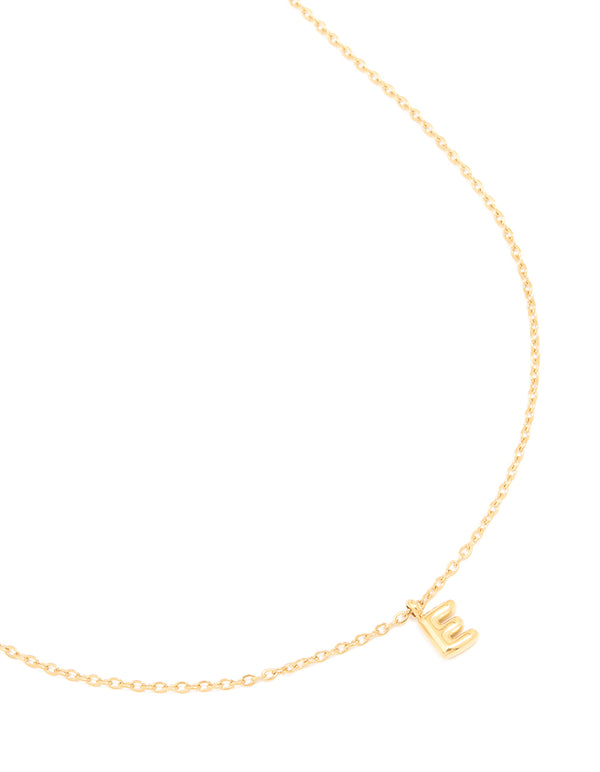 Waterproof Gold Plated Stainless Steel Mini Bubble Letter E Necklace