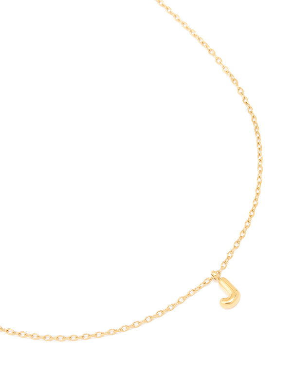 Waterproof Gold Plated Stainless Steel Mini Bubble Letter J Necklace
